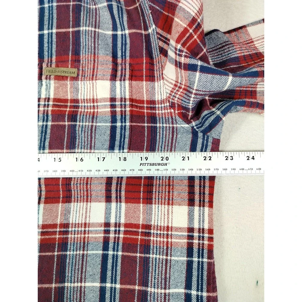 Field & Stream Shirt Mens Large Red Plaid Flannel Lumberjack Cabincore Earthy